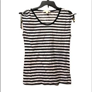 Michael Kors White and Black Stripped T-shirt